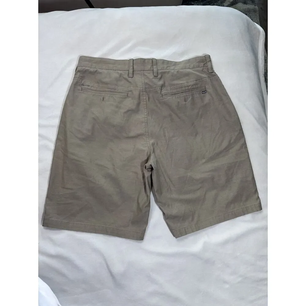 Hurley H2O-Dri Breathe Men's Walkshorts Size 34 Khaki Chino Stretch Golf Shorts